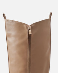 Myles Beige Fat Over the Knee Boots