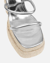 Nadima Silver Metallic Platform Espadrille Sandals