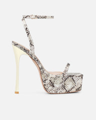Nalai Beige Snake Platform Heeled Sandals