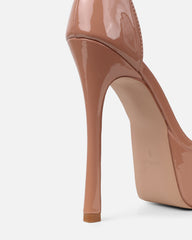 Millie Nude Patent Diamante Platform Heeled Sandals