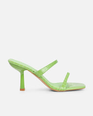 Natori Green Patent Croc Mid Heeled Sandals