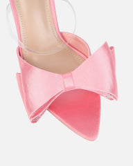 Navina Pink Satin Diamante Bow Sandals