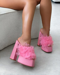 Jesse Pink Tulle Platform Heeled Sandals