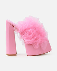 Jesse Pink Tulle Platform Heeled Sandals