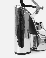 Novah Silver Mirror Platform Sandals
