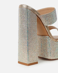Melodie Gold Metallic Diamante Platform Sandals