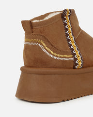Louie Tan Faux Suede Flatform Boots