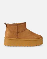 Olly Tan Faux Suede Platform Boots