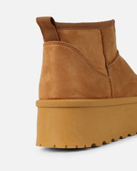 Olly Tan Faux Suede Platform Boots