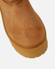 Olly Tan Faux Suede Platform Boots
