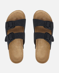 Olsen Black Double Strap Flat Sandals
