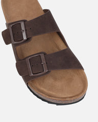 Olsen Chocolate Double Strap Flat Sandals