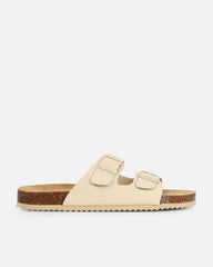 Olsen Cream Double Strap Flat Sandals