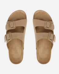 Olsen Taupe Double Strap Flat Sandals