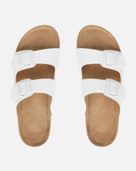 Olsen White Double Strap Flat Sandals