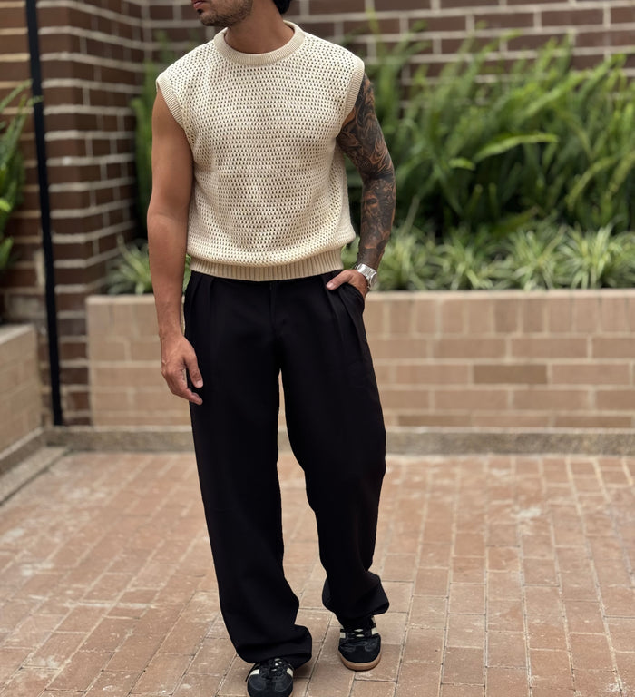 Pantalón lino botón