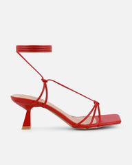 Paola Red Tie Up Low Heel Sandals
