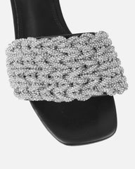 Pariss Black Diamante Sliders