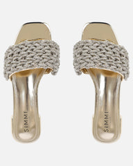 Pariss Gold Mirror Diamante Sliders