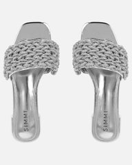 Pariss Silver Mirror Diamante Sliders