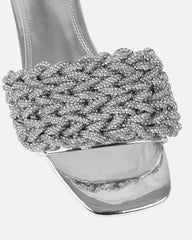 Pariss Silver Mirror Diamante Sliders