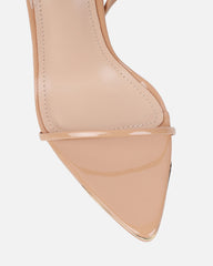 Delilahh Nude Patent Tie Up stiletto Sandals