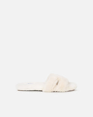 Polaris Cream Faux Fur Slippers