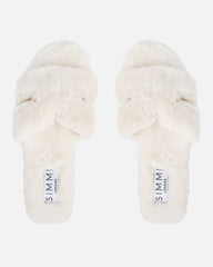Polaris Cream Faux Fur Slippers