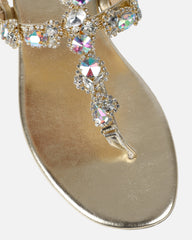 Praire Gold Diamante Toe Thong Flat Sandals