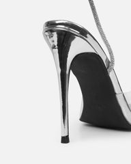 Robyn Clear Silver Mirror Diamante Court Shoes