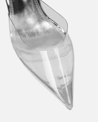 Robyn Clear Silver Mirror Diamante Court Shoes