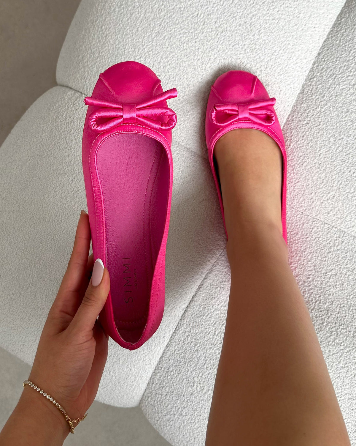 Romanne Fuchsia Pink Satin Ballet Flats