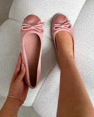 Romanne Nude Satin Ballet Flats