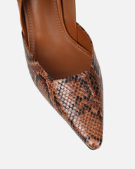 Romilly Tan Snake Effect Sling Back Court Shoes