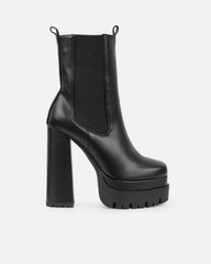 Reiss Black Chunky Chelsea Platform Block Heel Ankle Boots