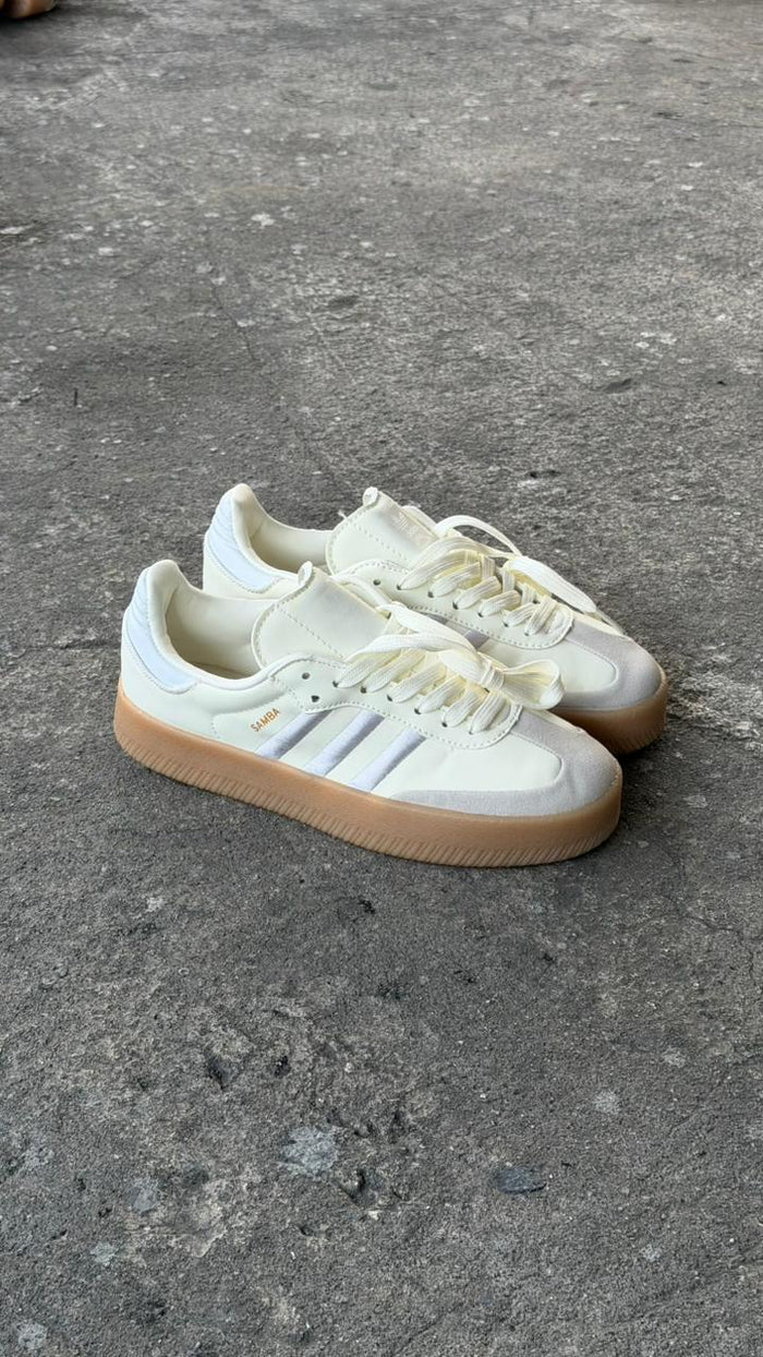 ADIDAS SAMBA PLATAFORMA BLANCO GRIS CAFE