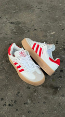 ADIDAS SAMBA PLATAFORMA BLANCO ROJO CAFE