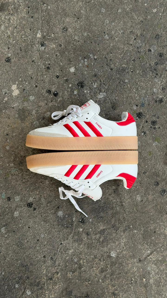ADIDAS SAMBA PLATAFORMA BLANCO ROJO CAFE