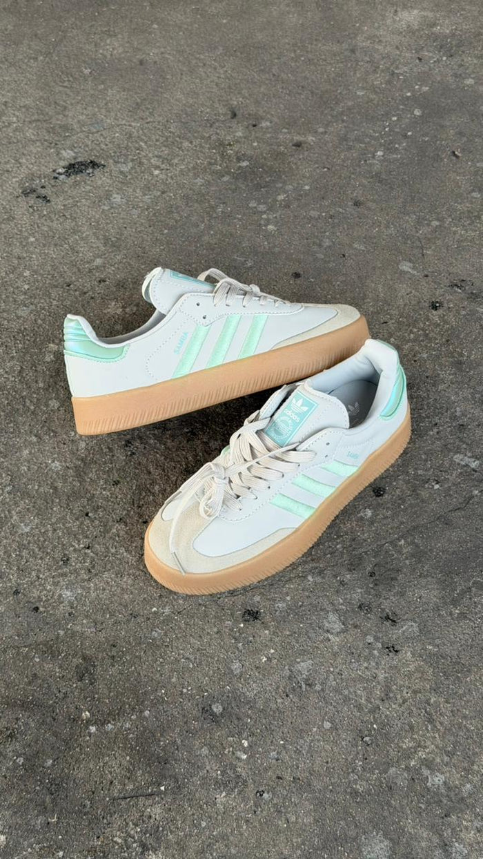 ADIDAS SAMBA PLATAFORMA BLANCO VERDE MENTA CAFE