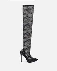 Conny Black Lace Over The Knee Heels