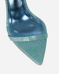 Spirit Blue Glitter Evil Eye Anklet Stiletto Heels