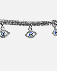 Spirit Silver Metallic Evil Eye Anklet Stiletto Heels