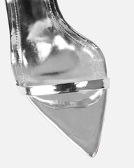 Spirit Silver Metallic Evil Eye Anklet Stiletto Heels