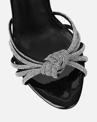 Sharon Black Patent Diamante Heeled Sandals