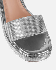 Brittany Silver Mirror Diamante Flatform Sandals