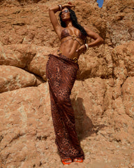 CAIRO LEOPARD PRINT MESH MAXI SKIRT
