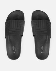 Sunnie Black Pattern Flat Slides