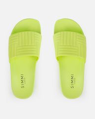 Sunnie Lime Green Pattern Flat Slides