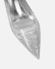 Tahoe Clear Diamante Silver Mirror Court Shoes
