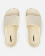 Tazia Cream Textured Moulded Flat Slides